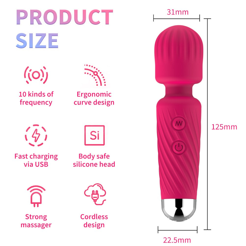 "Little Cherry That's So Cherry Wand!" -16 Modes Strong Vibration Upgraded Mini Vibrator Usb Charging Handheld Body Massager Clitoris G-Spot Vibrator