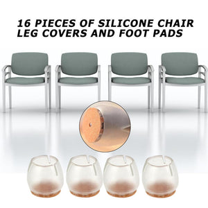 16pcs Silicone Chair Leg Cap Feet Pads Floor Protector Furniture Table Covers for Non-Slip Chair Socks Rubber Feet Cap Bottom