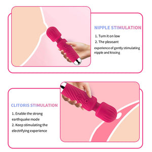 "Little Cherry That's So Cherry Wand!" -16 Modes Strong Vibration Upgraded Mini Vibrator Usb Charging Handheld Body Massager Clitoris G-Spot Vibrator